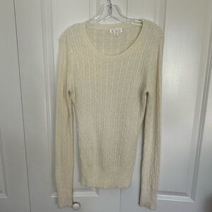 Aphorism cream angora wool blend, scoop neck knit sweater, size large